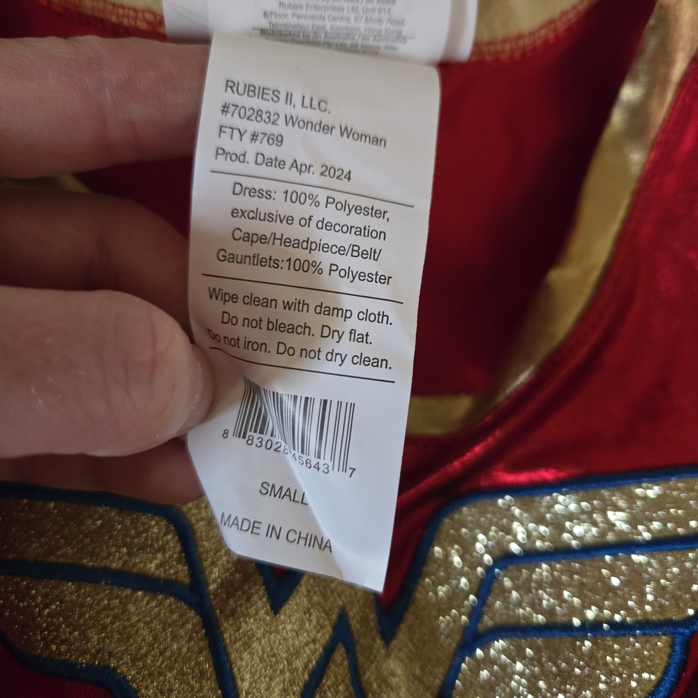 Wonder Woman Kids Costume - Red and Blue - Picture 4 of 4